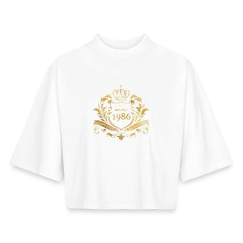 40th Birthday Semper Verum - Established 01/1986 - Boxy Women's Recycled 1/2 Sleeved T-Shirt by Stanley/Stella - white - Front - AI Model Female 172 dark (172cm)