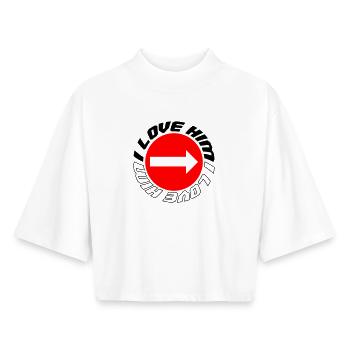 Ich liebe ihn - Boxy Frauen Recyceltes 1/2 Sleeved T-Shirt by Stanley/Stella - Weiß - Vorne - AI Model Female 172 dark (172cm)