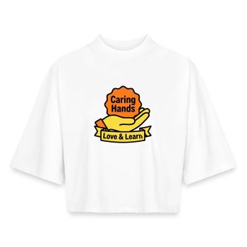 Kita Coat of Arms Caring Hands Logo - Boxy Women's Recycled 1/2 Sleeved T-Shirt by Stanley/Stella - white - Front - AI Model Female 172 dark (172cm)