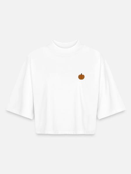 Kürbis bestickt - Boxy Frauen Recyceltes 1/2 Sleeved T-Shirt by Stanley/Stella - Weiß