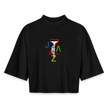 jazz - T-shirt femme coupe boxy recyclé manches mi-longues Stanley/Stella - noir - Devant - AI Model Female 172 light (172cm)