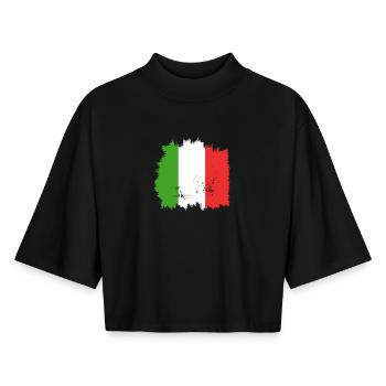 Drapeau italien - T-shirt femme coupe boxy recyclé manches mi-longues Stanley/Stella - noir - Devant - AI Model Female 172 light (172cm)