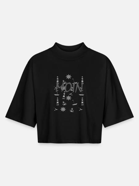 Maritime Symbole Moin - Boxy Frauen Recyceltes 1/2 Sleeved T-Shirt by Stanley/Stella - Schwarz