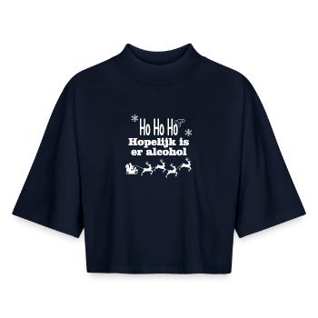 Frohe Weihnachten mit Alkohol - Boxy Frauen Recyceltes 1/2 Sleeved T-Shirt by Stanley/Stella - Navy - Vorne - AI Model Female 172 light (172cm)