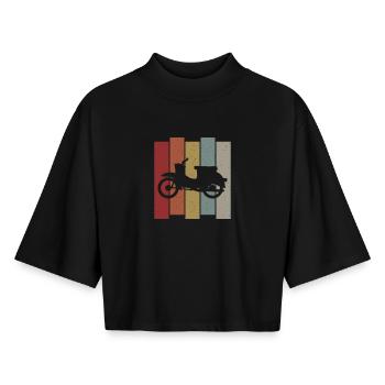 Retro Simson Schwalbe KR50 KR51 DDR Ossi Geschenk - Boxy Frauen Recyceltes 1/2 Sleeved T-Shirt by Stanley/Stella - Schwarz - Vorne - AI Model Female 172 light (172cm)