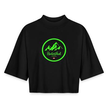 Hinterthal Alpen Neon Logo - Boxy Frauen Recyceltes 1/2 Sleeved T-Shirt by Stanley/Stella - Schwarz - Vorne - AI Model Female 172 light (172cm)