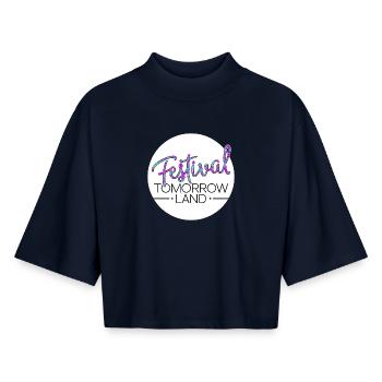 Tomorrowland Festival - T-shirt femme coupe boxy recyclé manches mi-longues Stanley/Stella - marine - Devant - AI Model Female 172 light (172cm)