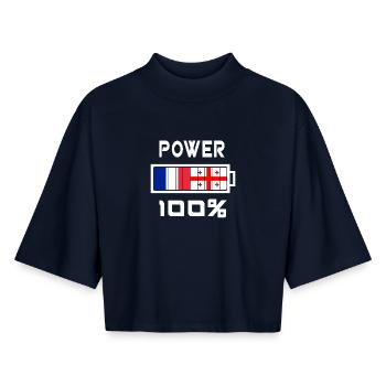 La Géorgie et la France alimentent 100% - T-shirt femme coupe boxy recyclé manches mi-longues Stanley/Stella - marine - Devant - AI Model Female 172 light (172cm)