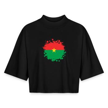 Burkina Faso flags blob - Boxy Women's Recycled 1/2 Sleeved T-Shirt by Stanley/Stella - black - Front - AI Model Female 172 light (172cm)
