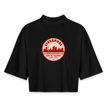 Sceau vintage de Liverpool Skyline - T-shirt femme coupe boxy recyclé manches mi-longues Stanley/Stella - noir - Devant - AI Model Female 172 light (172cm)