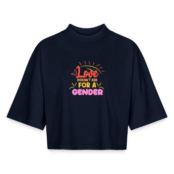 Lgbt Statement Gleichgeschlechtliche Partnerschaft - Boxy Frauen Recyceltes 1/2 Sleeved T-Shirt by Stanley/Stella - Navy - Vorne - AI Model Female 172 light (172cm)