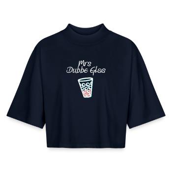 Schobbeglas, Toller Pfälzerspruch - Boxy Frauen Recyceltes 1/2 Sleeved T-Shirt by Stanley/Stella - Navy - Vorne - AI Model Female 172 light (172cm)