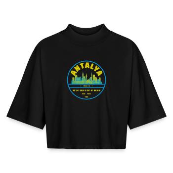 Insigne de la Skyline d’Antalya Turquie - T-shirt femme coupe boxy recyclé manches mi-longues Stanley/Stella - noir - Devant - AI Model Female 172 light (172cm)