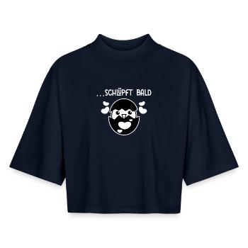 Mutter Statement Schwangerschaft Schwanger Herz - Boxy Frauen Recyceltes 1/2 Sleeved T-Shirt by Stanley/Stella - Navy - Vorne - AI Model Female 172 light (172cm)