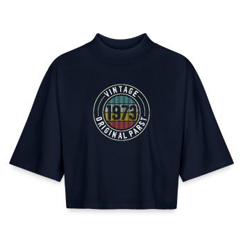 Vintage 1973 Original Parts Badge - Boxy Women's Recycled 1/2 Sleeved T-Shirt by Stanley/Stella - navy - Front - AI Model Female 172 light (172cm)
