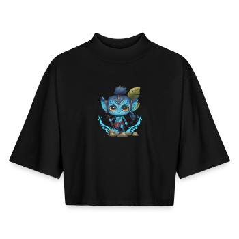 Avatar The Way of Water, cute character, navi - Boxy Women's Recycled 1/2 Sleeved T-Shirt by Stanley/Stella - black - Front - AI Model Female 172 light (172cm)