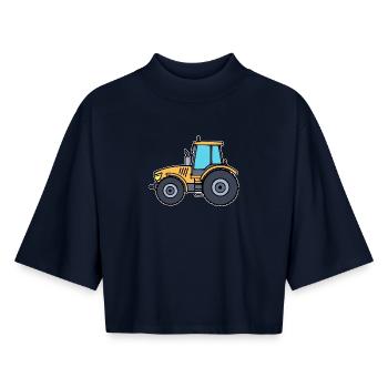 Landleben Fahrzeug Traktor Landmaschinen Landwirt - Boxy Frauen Recyceltes 1/2 Sleeved T-Shirt by Stanley/Stella - Navy - Vorne - AI Model Female 172 light (172cm)