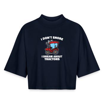 Biobauer Fahrzeug Kraftfahrzeug Traktor Statement - Boxy Frauen Recyceltes 1/2 Sleeved T-Shirt by Stanley/Stella - Navy - Vorne - AI Model Female 172 light (172cm)