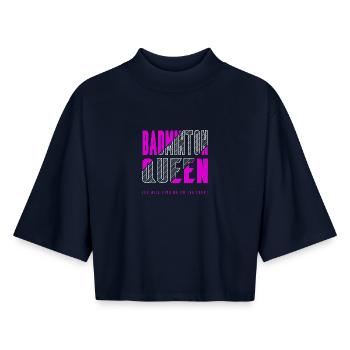 Badminton Queen - Boxy Frauen Recyceltes 1/2 Sleeved T-Shirt by Stanley/Stella - Navy - Vorne - AI Model Female 172 light (172cm)