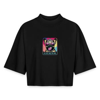 Hartnäckiger Mops - Boxy Frauen Recyceltes 1/2 Sleeved T-Shirt by Stanley/Stella - Schwarz - Vorne - AI Model Female 172 light (172cm)