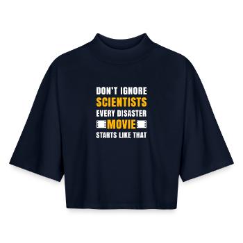 Cinéma Night Theatre Movies Movies Statement Series - T-shirt femme coupe boxy recyclé manches mi-longues Stanley/Stella - marine - Devant - AI Model Female 172 light (172cm)