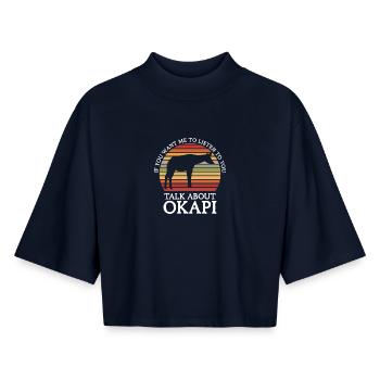 Okapi between forest and wilderness - Boxy Women's Recycled 1/2 Sleeved T-Shirt by Stanley/Stella - navy - Front - AI Model Female 172 light (172cm)