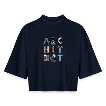 Profession Emploi Dire Architecte Superviseur de carrière - T-shirt femme coupe boxy recyclé manches mi-longues Stanley/Stella - marine - Devant - AI Model Female 172 light (172cm)