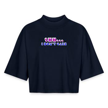 Chill Statement Egal Gleichgültig Ist Mir Wurscht - Boxy Frauen Recyceltes 1/2 Sleeved T-Shirt by Stanley/Stella - Navy - Vorne - AI Model Female 172 light (172cm)