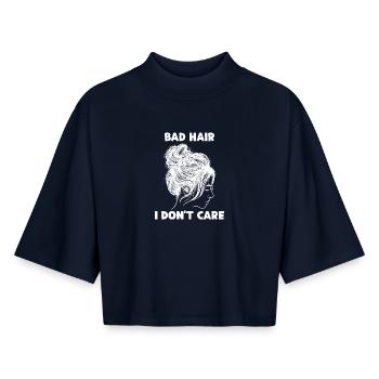 Haltung Ist Mir Egal Gleichgültig Statement - Boxy Frauen Recyceltes 1/2 Sleeved T-Shirt by Stanley/Stella - Navy - Vorne - AI Model Female 172 light (172cm)