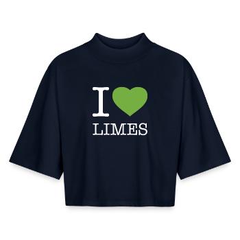 I LOVE LIMES - Boxy Women's Recycled 1/2 Sleeved T-Shirt by Stanley/Stella - navy - Front - AI Model Female 172 light (172cm)