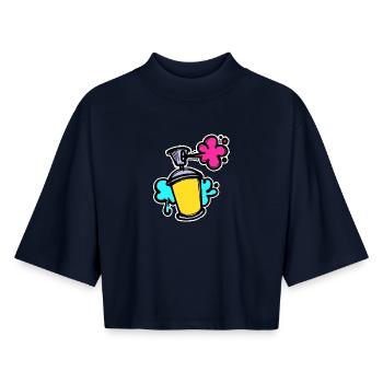 Graffiti Sreet Art Pulvérisateur de bombe aérosol Wildstyle - T-shirt femme coupe boxy recyclé manches mi-longues Stanley/Stella - marine - Devant - AI Model Female 172 light (172cm)