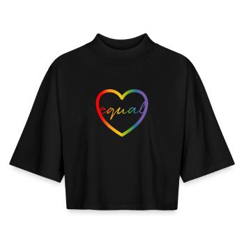 LGBT CSD Gay Shirt equal - Boxy Frauen Recyceltes 1/2 Sleeved T-Shirt by Stanley/Stella - Schwarz - Vorne - AI Model Female 172 light (172cm)