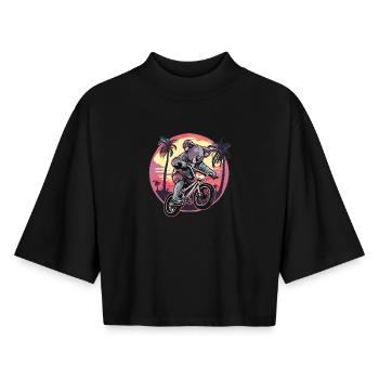 Koalabär Fahrrad Koalabären Fahrradfahrer Bmx Bike - Boxy Frauen Recyceltes 1/2 Sleeved T-Shirt by Stanley/Stella - Schwarz - Vorne - AI Model Female 172 light (172cm)