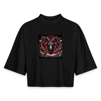 Ziegenbock - Boxy Frauen Recyceltes 1/2 Sleeved T-Shirt by Stanley/Stella - Schwarz - Vorne - AI Model Female 172 light (172cm)