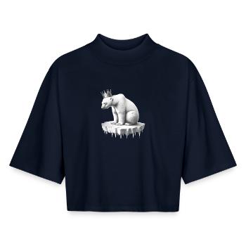 Ours polaire avec une couronne sur la banquise faune arctique - T-shirt femme coupe boxy recyclé manches mi-longues Stanley/Stella - marine - Devant - AI Model Female 172 light (172cm)