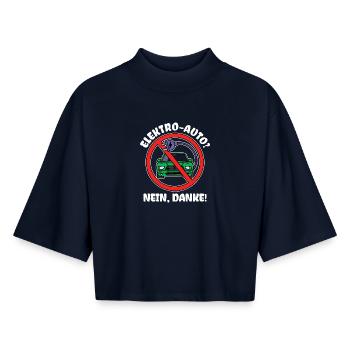 E-car Electrical Energy Electricity Statement Refueling - Boxy Women's Recycled 1/2 Sleeved T-Shirt by Stanley/Stella - navy - Front - AI Model Female 172 light (172cm)