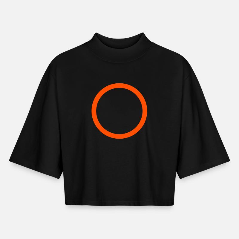 Neon Orange Circle Emblem - Boxy Women's Recycled 1/2 Sleeved T-Shirt by Stanley/Stella - black