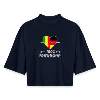 100 % amitié entre le Mali et l'Allemagne - T-shirt femme coupe boxy recyclé manches mi-longues Stanley/Stella - marine - Devant - AI Model Female 172 light (172cm)