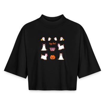 Süßes oder Saures - Niedliche Cartoon-Tiergeister - Boxy Frauen Recyceltes 1/2 Sleeved T-Shirt by Stanley/Stella - Schwarz - Vorne - AI Model Female 172 light (172cm)