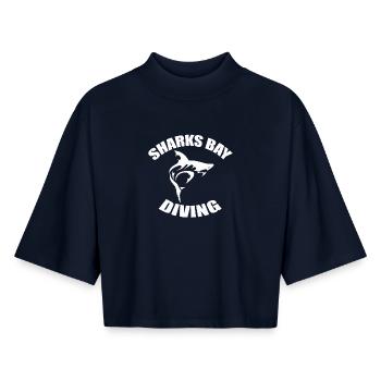 SHARKS BAY DIVING - Boxy Women's Recycled 1/2 Sleeved T-Shirt by Stanley/Stella - navy - Front - AI Model Female 172 light (172cm)