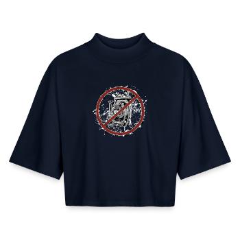 Bitte keine Fotos machen - Boxy Frauen Recyceltes 1/2 Sleeved T-Shirt by Stanley/Stella - Navy - Vorne - AI Model Female 172 light (172cm)
