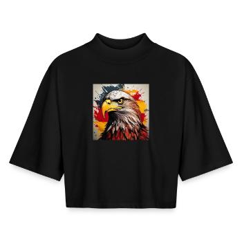 Eagle Head Art Spray Explosion - Boxy Women's Recycled 1/2 Sleeved T-Shirt by Stanley/Stella - black - Front - AI Model Female 172 light (172cm)