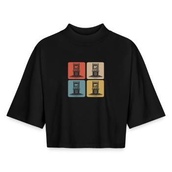 Retro Gaming Machines 80s - Boxy Women's Recycled 1/2 Sleeved T-Shirt by Stanley/Stella - black - Front - AI Model Female 172 light (172cm)