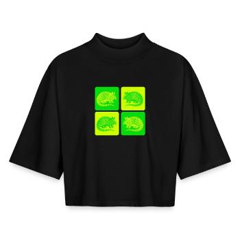 Vintage Armadillo Armadillo Pop Art - Boxy Women's Recycled 1/2 Sleeved T-Shirt by Stanley/Stella - black - Front - AI Model Female 172 light (172cm)
