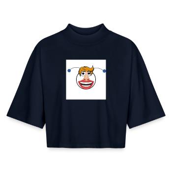 Der lustige Kerl - Boxy Frauen Recyceltes 1/2 Sleeved T-Shirt by Stanley/Stella - Navy - Vorne - AI Model Female 172 light (172cm)