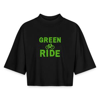 GREEN RIDE - T-shirt femme coupe boxy recyclé manches mi-longues Stanley/Stella - noir - Devant - AI Model Female 172 light (172cm)