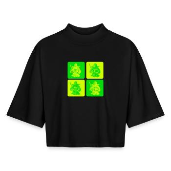 Pop Art Kendo Samurai - Boxy Frauen Recyceltes 1/2 Sleeved T-Shirt by Stanley/Stella - Schwarz - Vorne - AI Model Female 172 light (172cm)