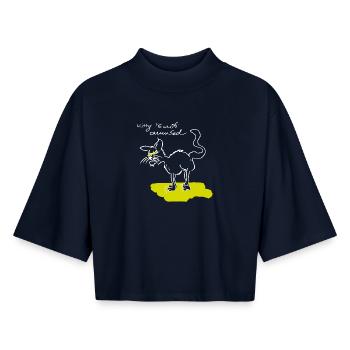 Kitty 2 - Boxy Frauen Recyceltes 1/2 Sleeved T-Shirt by Stanley/Stella - Navy - Vorne - AI Model Female 172 light (172cm)