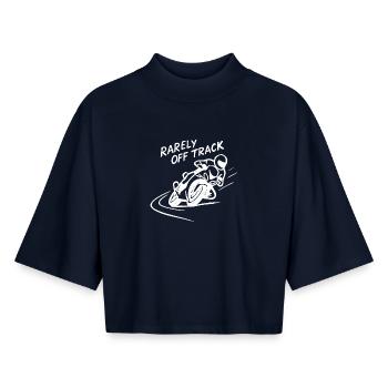 rarely off track motorcycle speed bike race track - Boxy Women's Recycled 1/2 Sleeved T-Shirt by Stanley/Stella - navy - Front - AI Model Female 172 light (172cm)