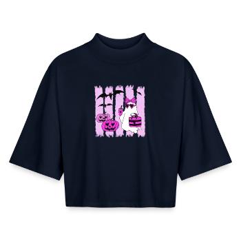 Fashion Ghost - Boxy Women's Recycled 1/2 Sleeved T-Shirt by Stanley/Stella - navy - Front - AI Model Female 172 light (172cm)